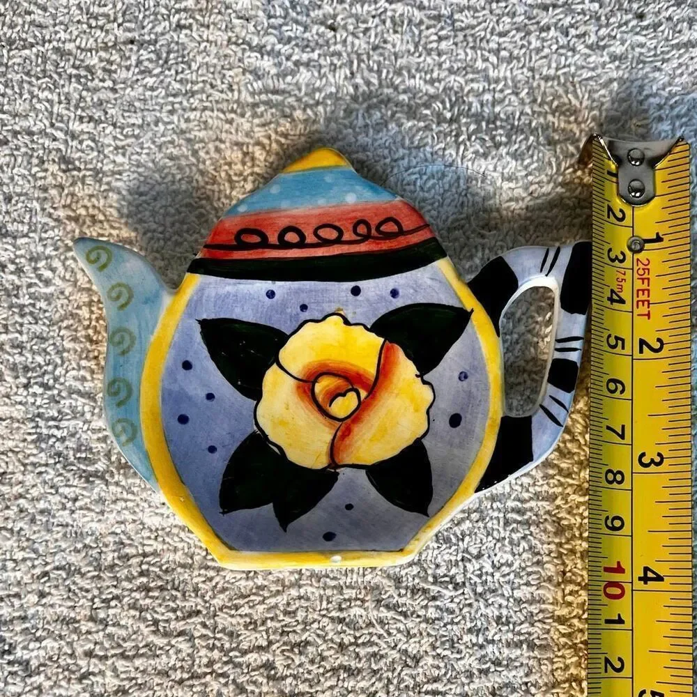 Milson & Louis Hand Painted Floral Ceramic Teapot Tea Bag Spoon Holder